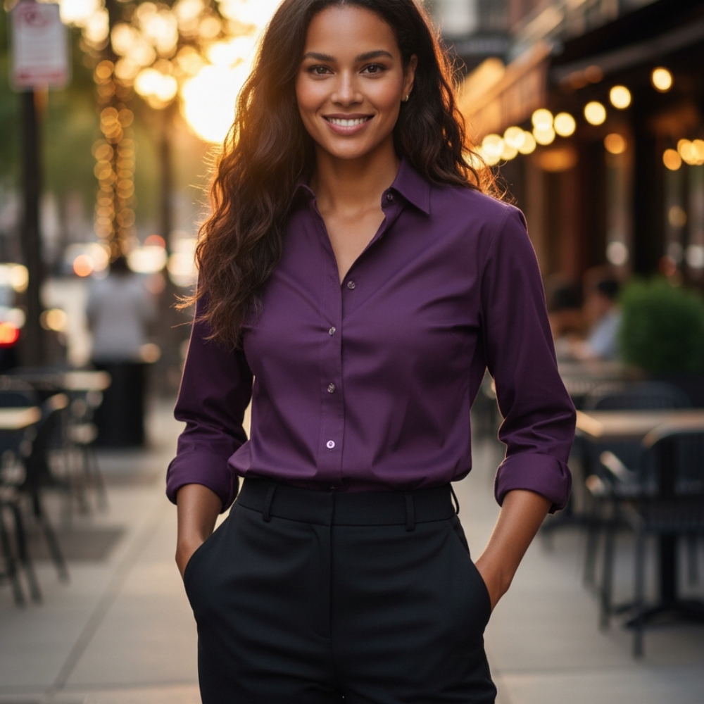 Edwards Purple Collared Button Down